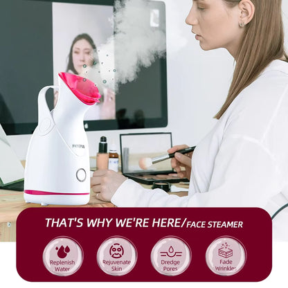 Nano Ionic Hot Facial Steamer with Aromatherapy Spa Holder