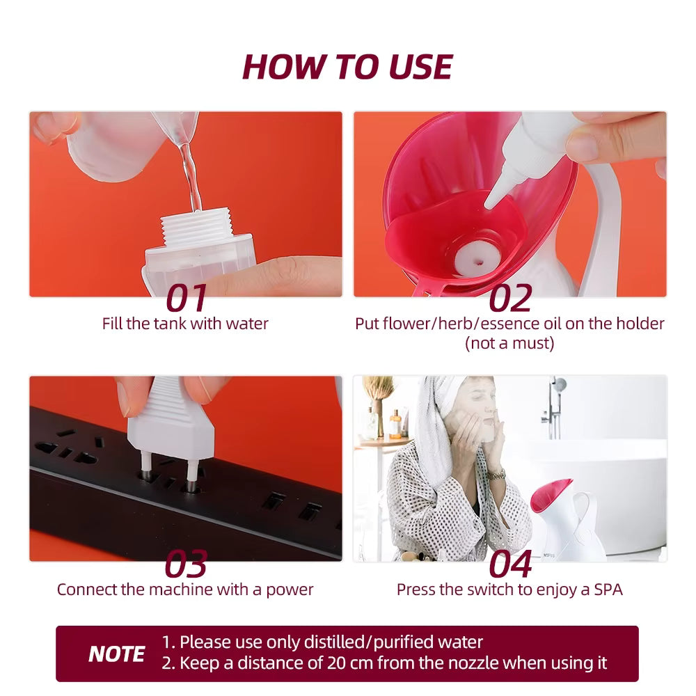 Nano Ionic Hot Facial Steamer with Aromatherapy Spa Holder
