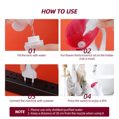 Nano Ionic Hot Facial Steamer with Aromatherapy Spa Holder